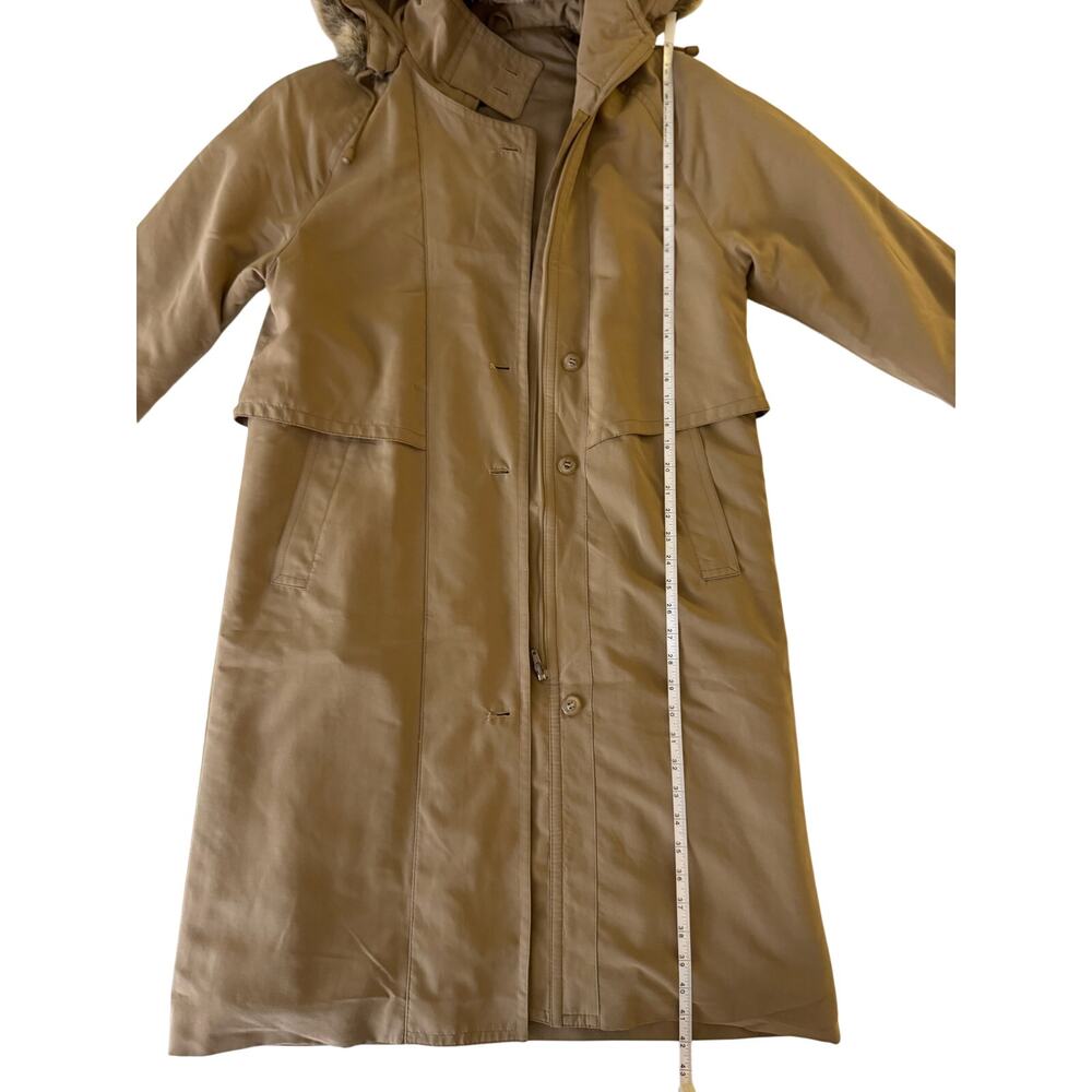 Vintage Camel Maxi Hooded Parka Fur Trim Insulated Winter Coat Made England XL - Picture 11 of 16